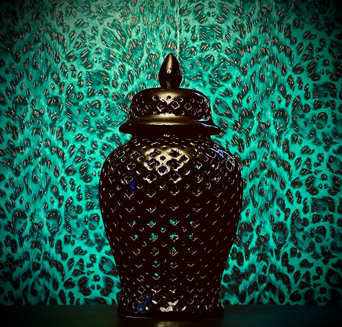 Medium Black Ceramic Ginger Jar